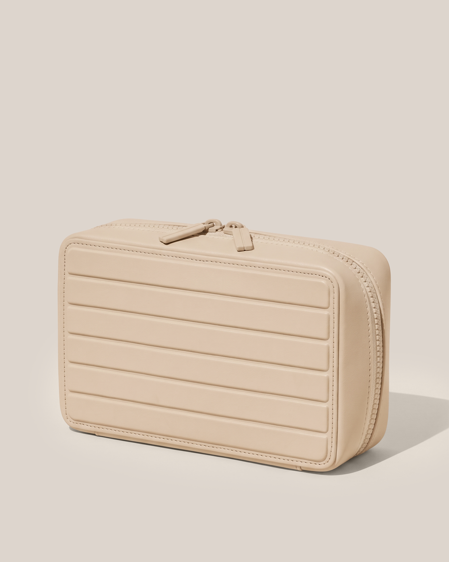 Closed Afform Bisque (white) Vault jewelry case with a compact, zip-around design for elevated jewelry organization