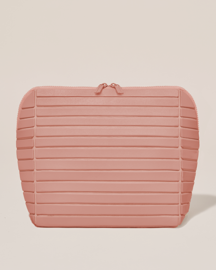 Closed Afform Large Blush (pink) Traveller makeup bag with structured horizontal bar design