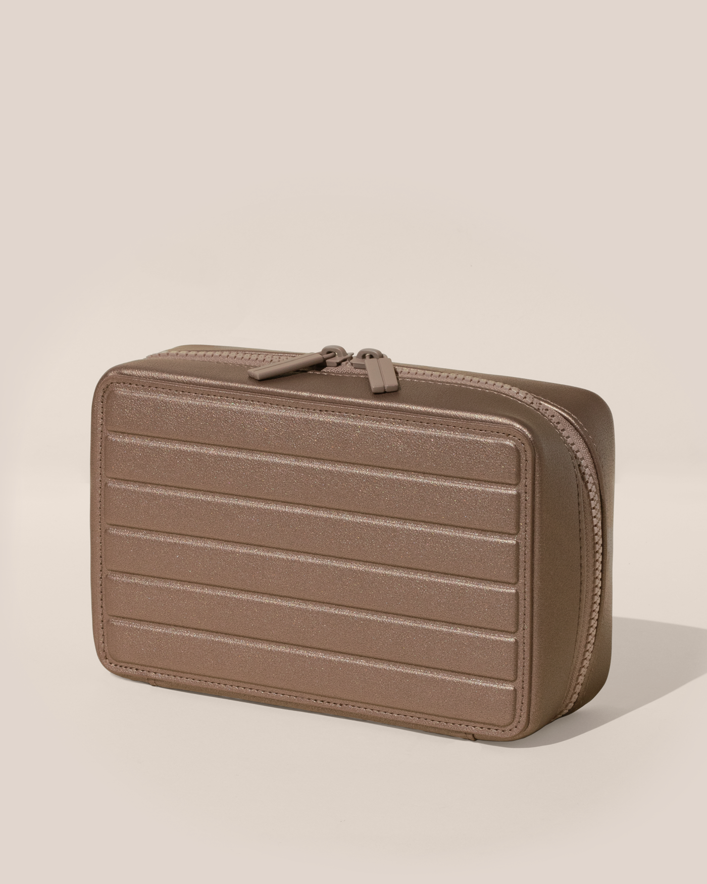 Closed Afform Large Bronze Vault jewelry case with a compact, zip-around design for elevated jewelry organization