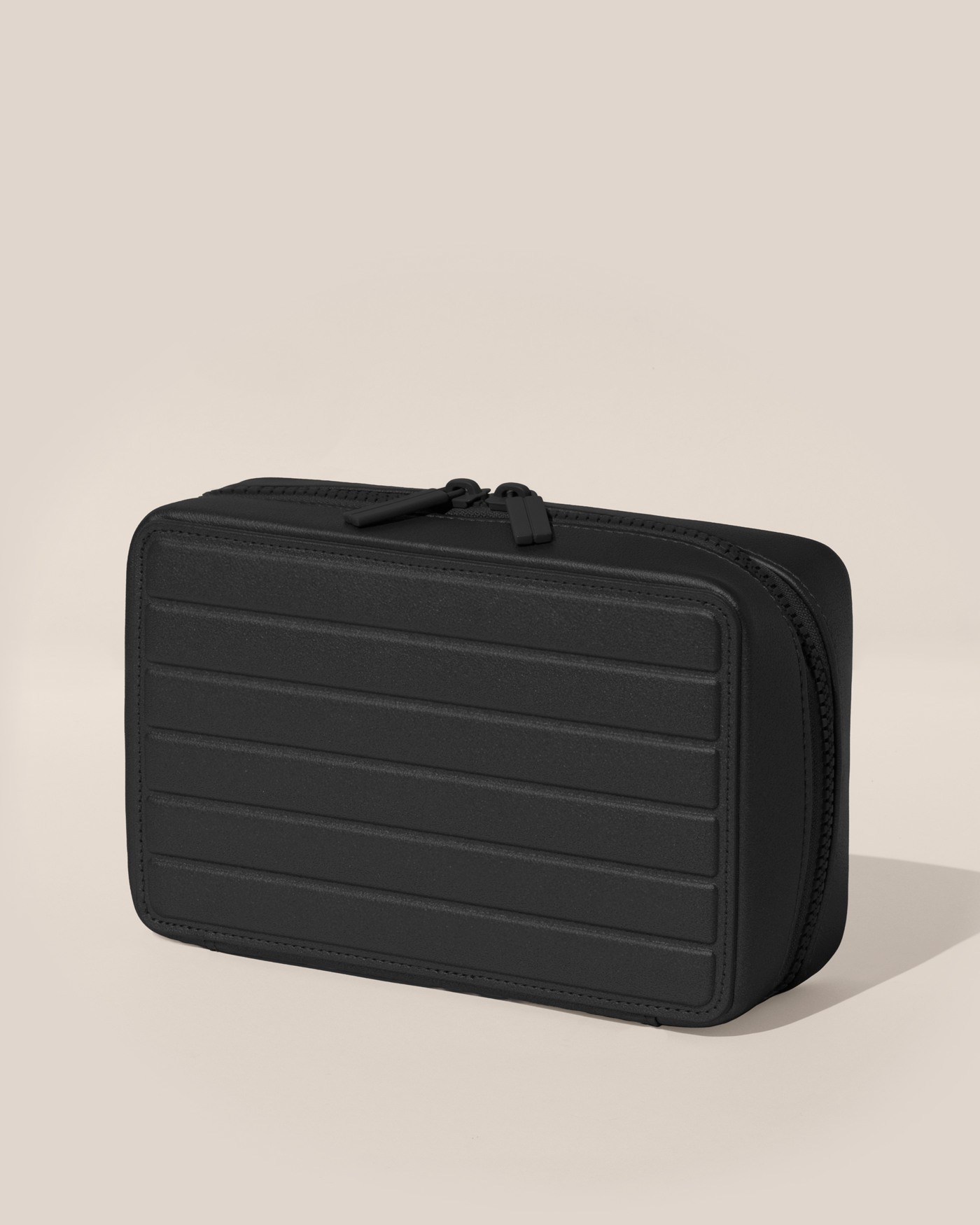 Closed Afform Large Onyx (black) Vault jewelry case with a compact, zip-around design for elevated jewelry organization