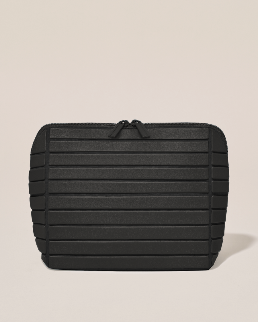 Closed Afform Medium Onyx (black) Traveller makeup bag with structured horizontal bar design