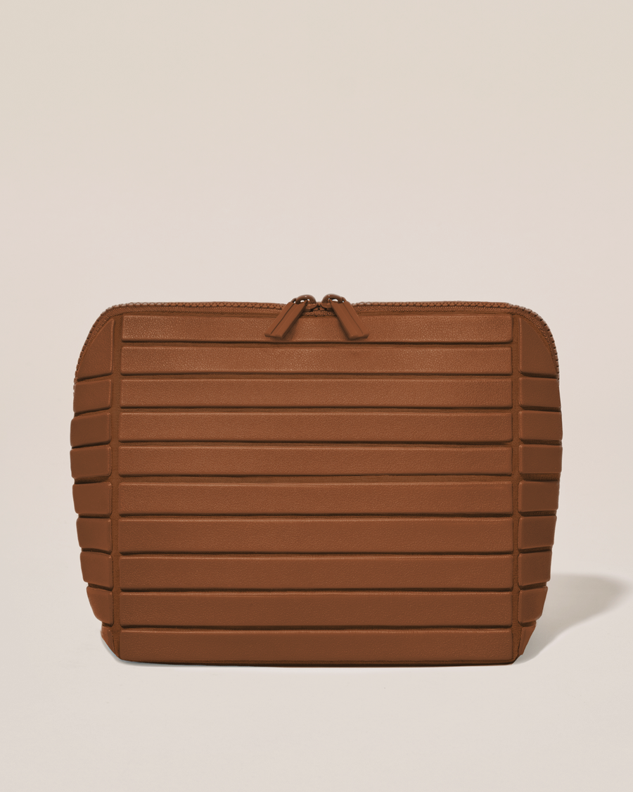 Closed Afform Medium Vicuna (brown) Traveller makeup bag with structured horizontal bar design