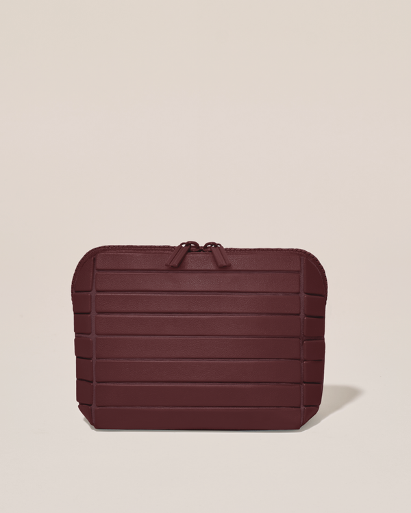 Closed Afform Small Cassis (maroon) Traveller makeup bag with structured horizontal bar design
