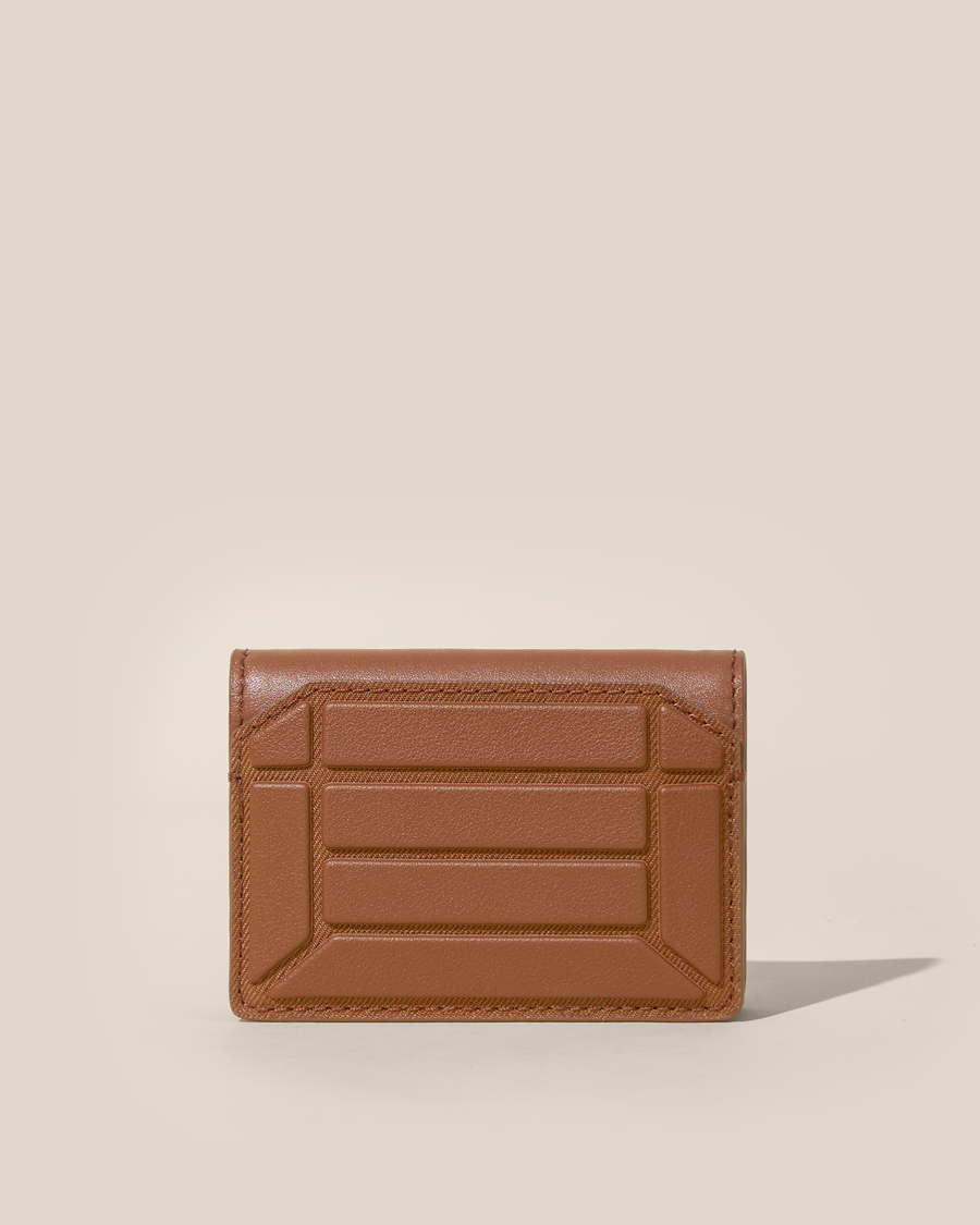 Closed Afform Vicuna Card Case with structured geometric bar design on the front