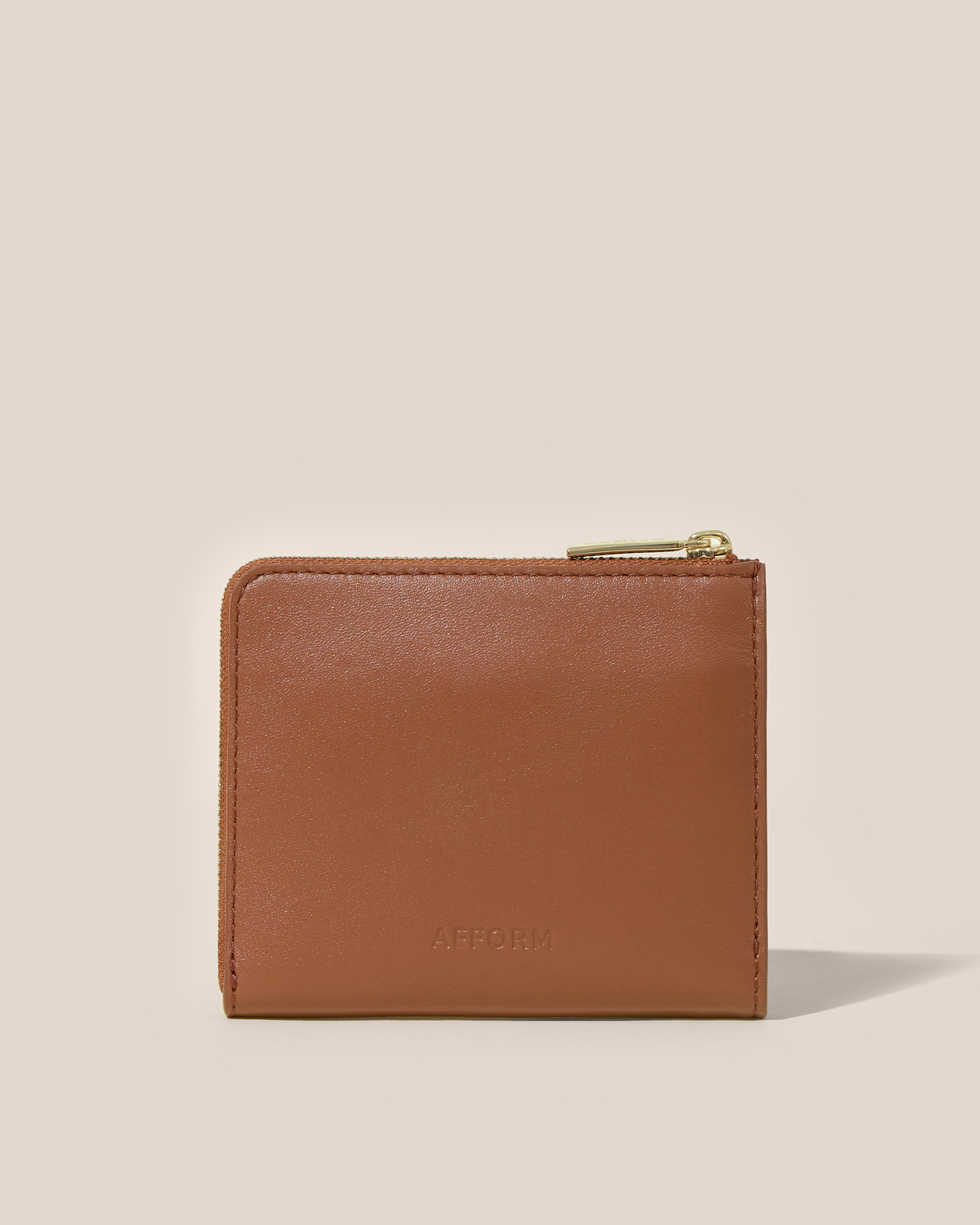 Back of the Afform Vicuna Zip Wallet showing a smooth finish and embossed Afform logo